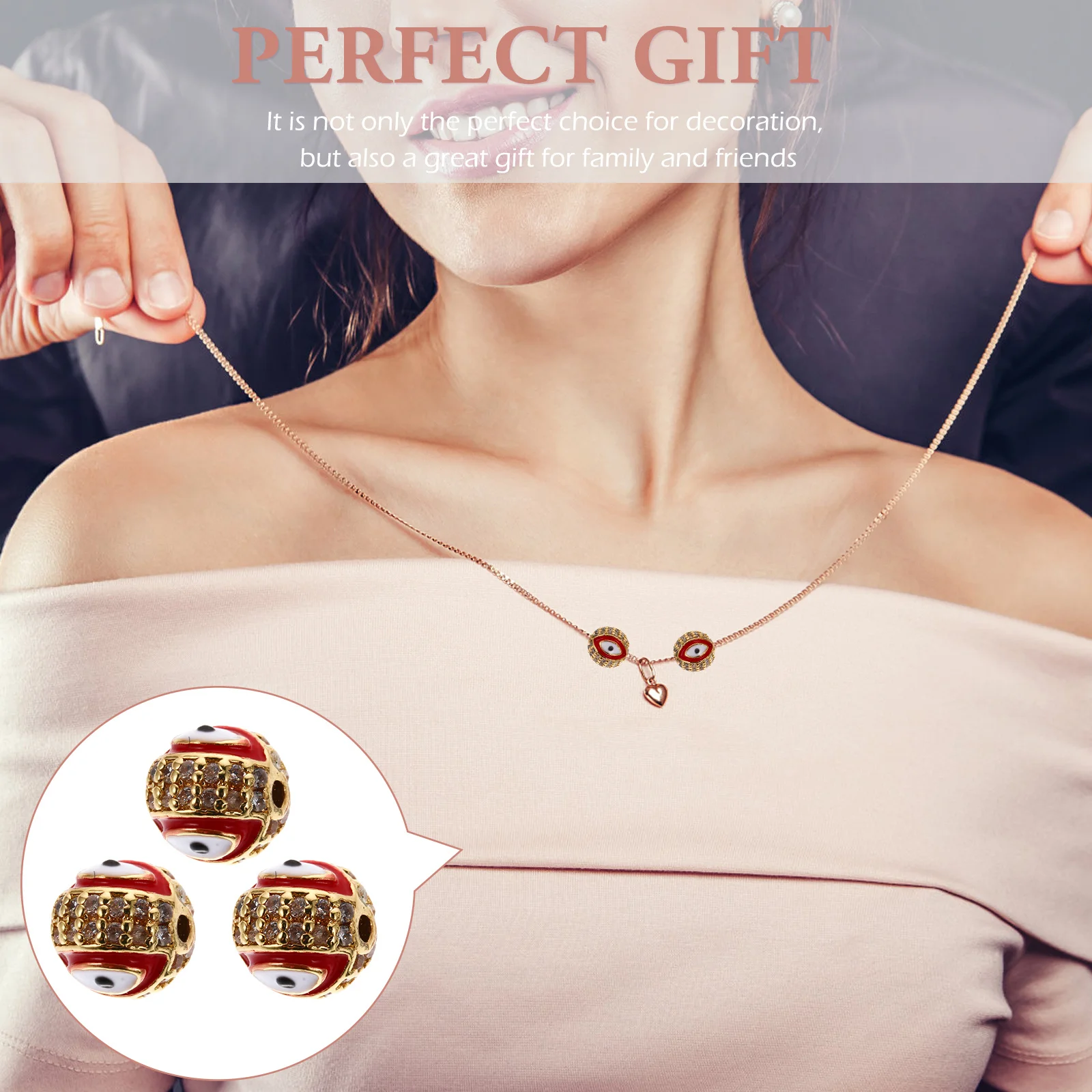 

3 шт., круглые бусины от сглаза из сплава, подвески, прочные ювелирные изделия, аксессуары для рукоделия, разъемы для браслетов «сделай сам», для браслетов