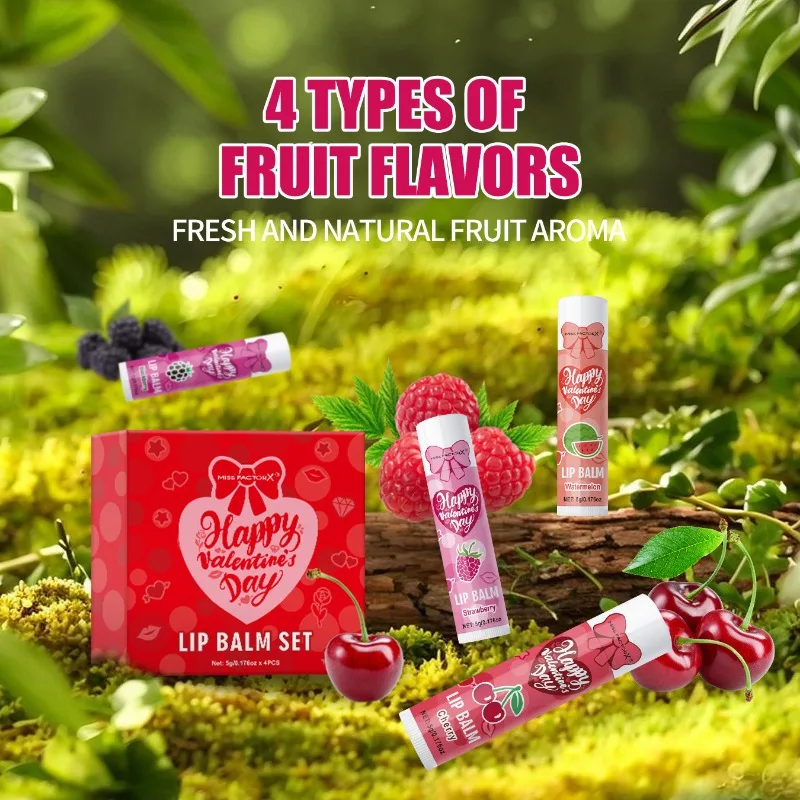 

4pcs Lip Balm Set Moisturizing Nourishing Fruit Flavored Lip Care Suitable As A Gift for Women Daily Lip Hydration