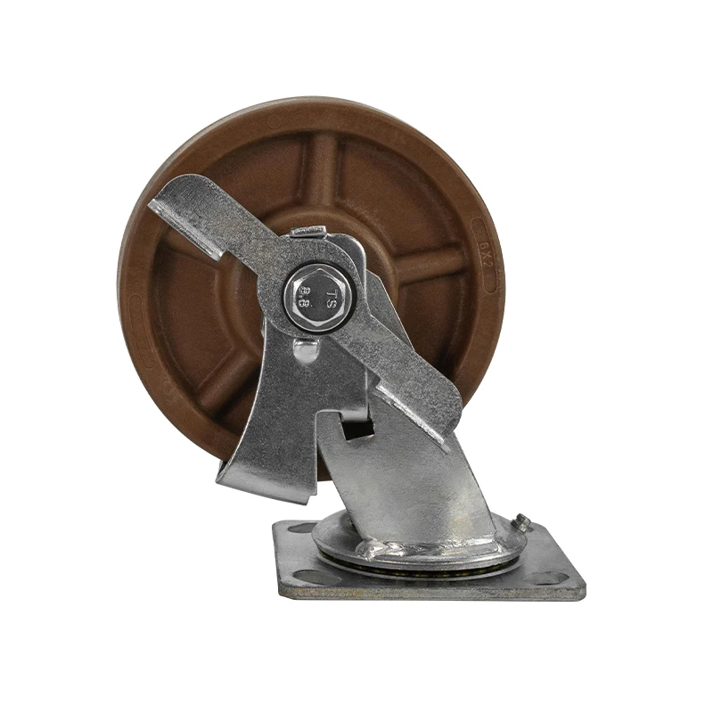 6 inch Heavy Duty 280° High Temperature Phenolic Swivel Caster Wheels Heat Resistance castors with brake casters for BBQ