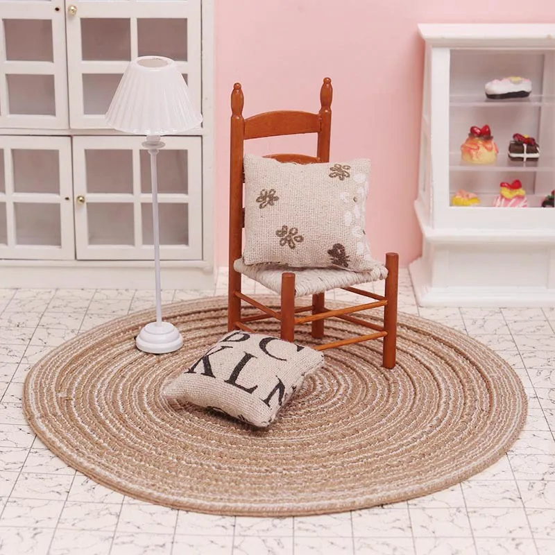 Dollhouse Miniature Items Carpet Mini Round Carpet Mat Decorations 1:6 1:12 BJD Dolls Doll House Accessories Pretend Play Toys