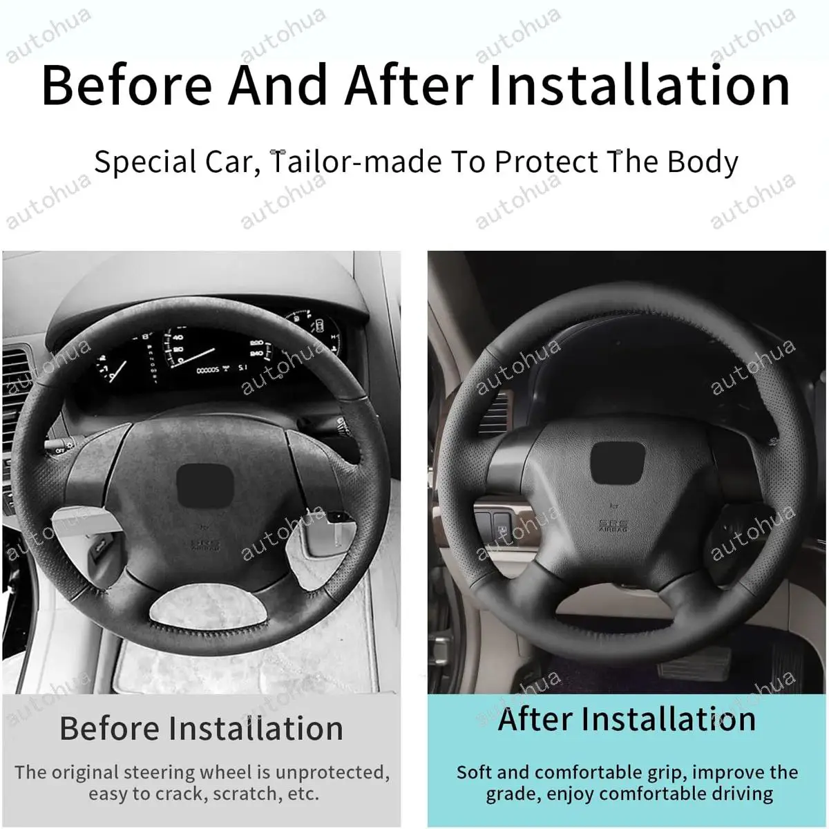 غطاء عجلة القيادة بغرز يدوية لهوندا أكورد كوبيه سيدان 2003/أكورد هايبرد 2005/أكورد سيدان EX-L 2007/أوديسي 2008