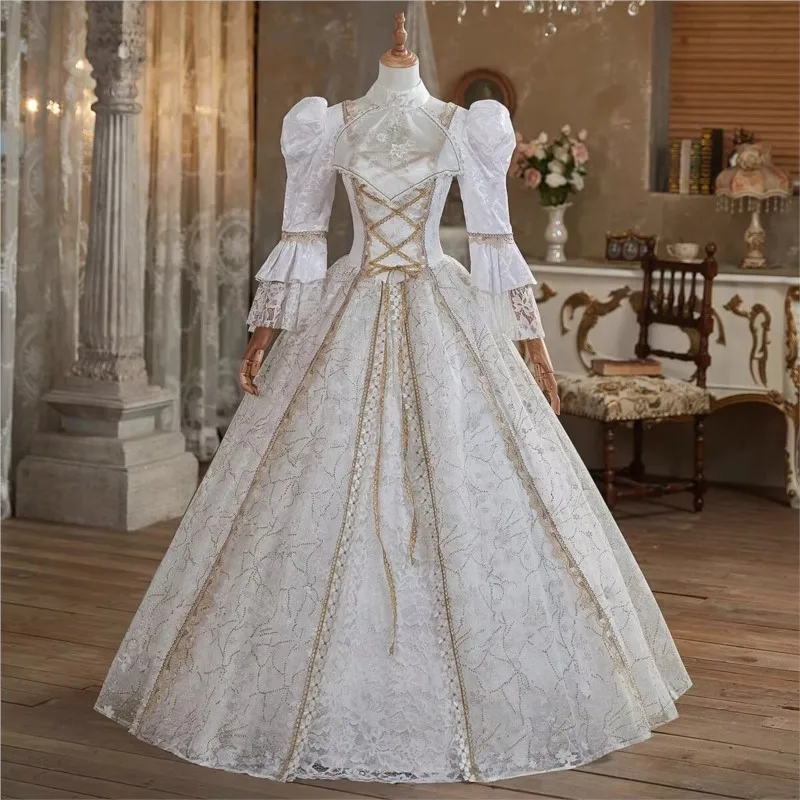 Travel photography White jacquard performance photo dress