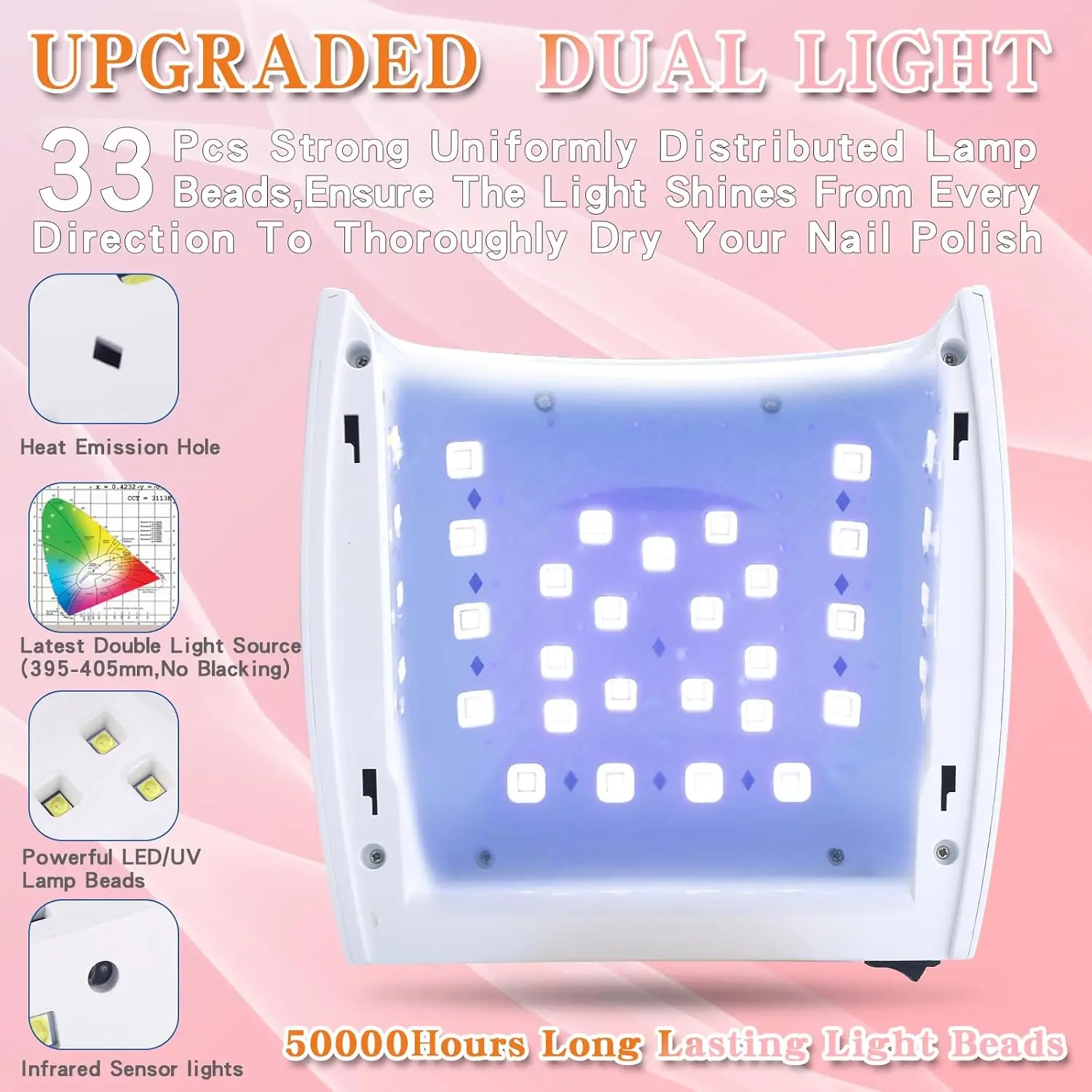 Akumulatorowa, szybkoschnąca lampa UV LED do paznokci z czujnikiem automatycznym, profesjonalna lampa do lakierów hybrydowych do paznokci u rąk i nóg.