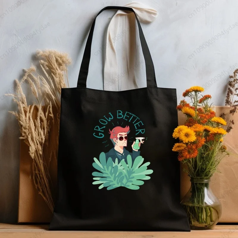 Borse personalizzabili alla moda per le donne borse a tracolla Shopper da viaggio Good Omens mascara Ineffable David Print Beach Tote Bag