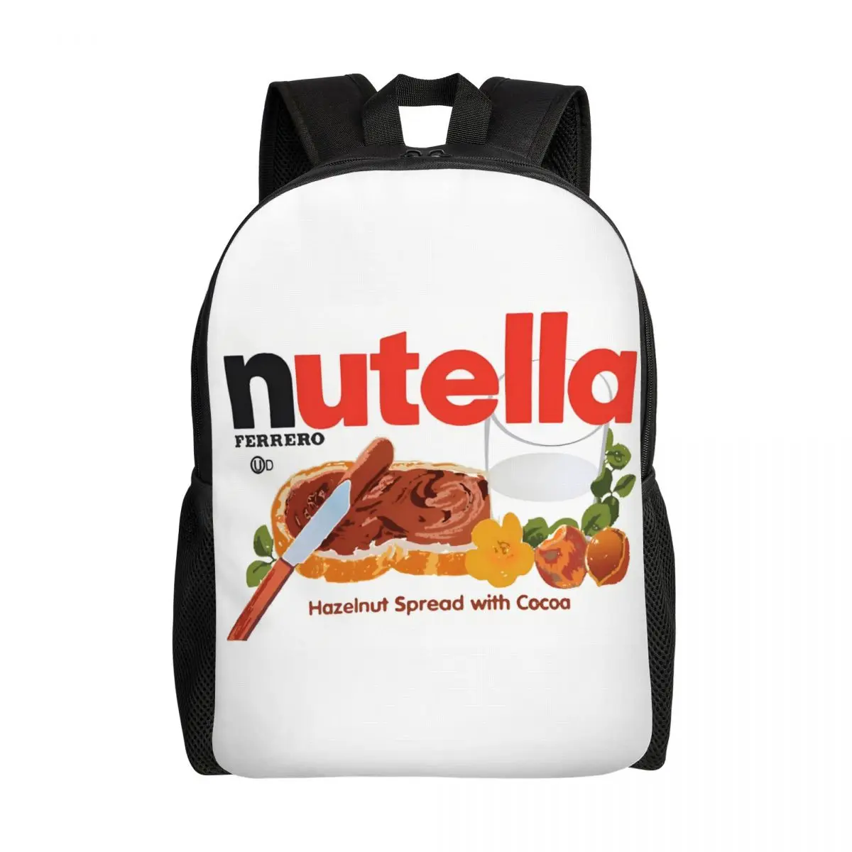 Custom Nutella Hazelnut Cocoa Spread Laptop Backpack Men Women Fashion Bookbag for School College Student Iconic Bags