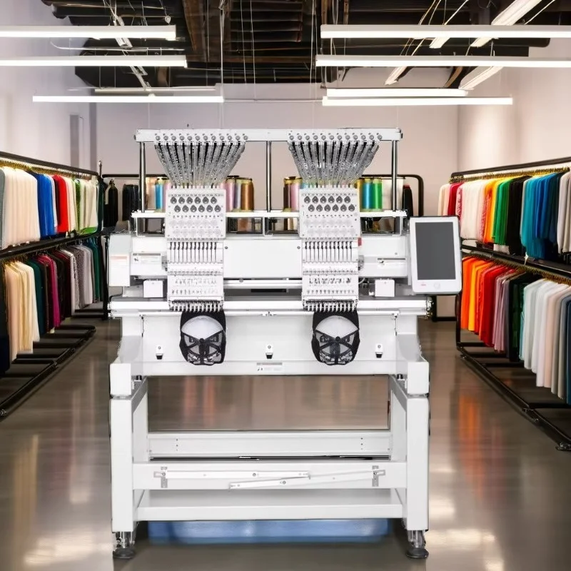 Customized New Dual-Head Automatic Computerized Embroidery Machine Multifunctional 15 12 Cap Embroidery Machine