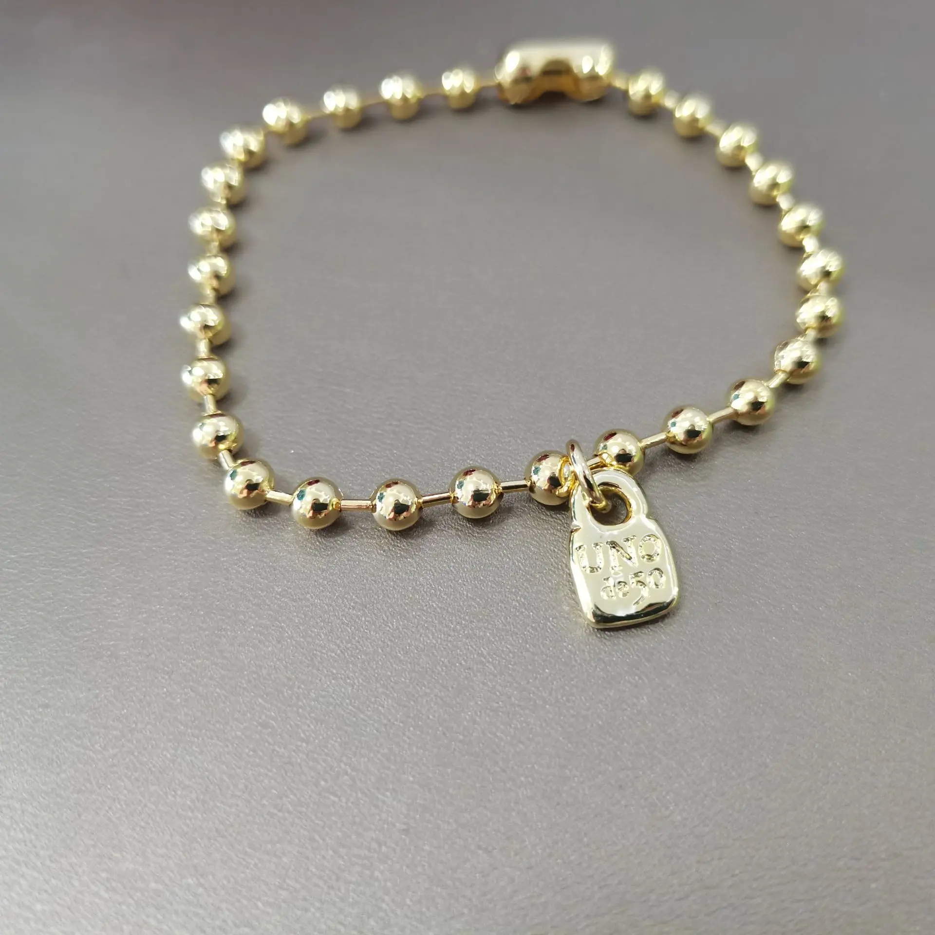 2022 new UNOde50 exquisite fashion electroplating 925 silver 14K exquisite ball bracelet jewelry gifts