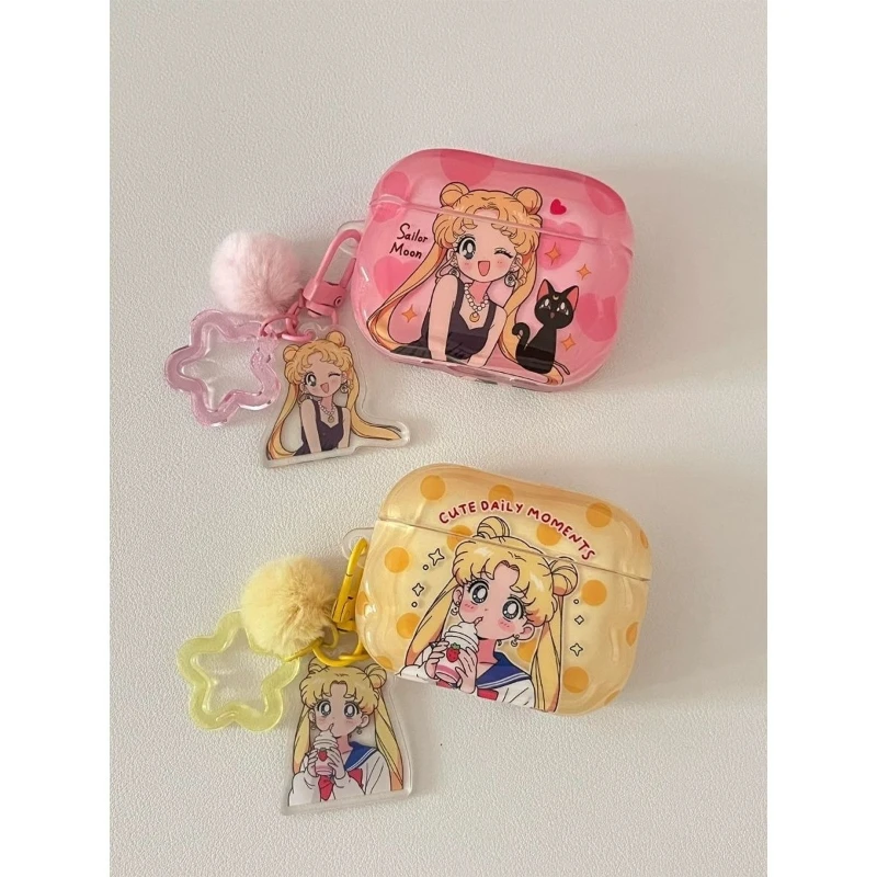 Sailor Moon Anime Cartoon Stylish Personality Earphone Case Suitable for AirPods 1/2/3/4 Pro/Pro2/Pro3 Earphone Protective Case