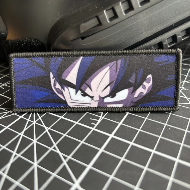 Anime Character Goku Eyes Morale Badge Quadratic Element Patch Hook and Loop Printing Cartoon Tactical Military Backpack Sticker