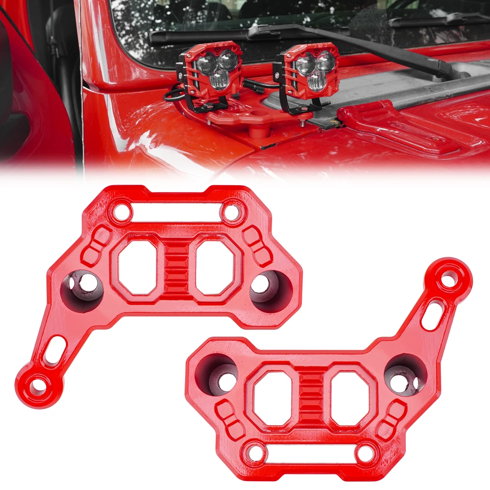 Dual LED Work Light Windshield Hinge Mount Brackets For Jeep Wrangler JL JLU 2018-2025 CNC Aluminum Off Road Lamp Support Car