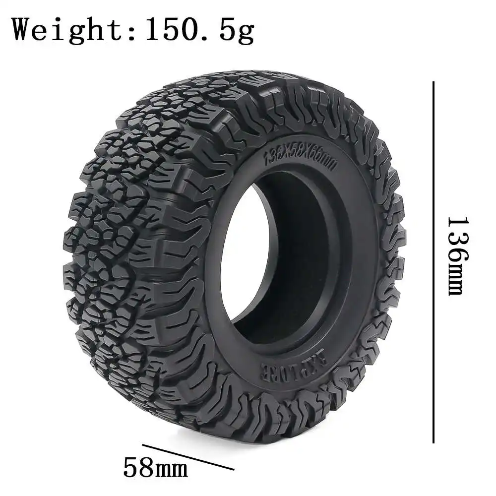 4PCS 2.6 นิ้ว 136 มม.x 58 มม.BFGoodrich ko2 ยางจําลองสําหรับ 1/8 RC Crawler รถ MK07 ควบคุมง่าย 4082 H8H TRX4 1:7 Lelalo