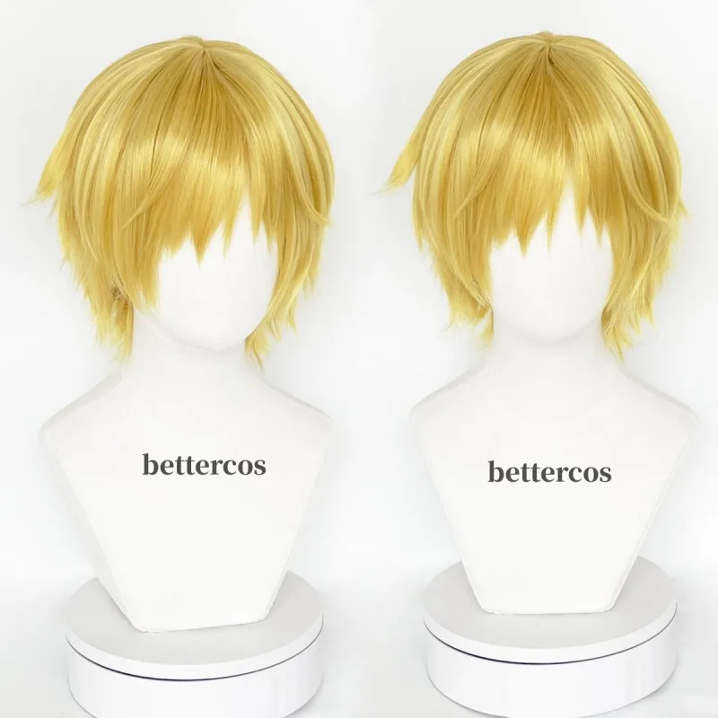 

Anime Cosplay Wigs Sanji Wig Short Straight Golden Yellow Heat Resistant Synthetic Hair Cosplay Wig + Wig Cap