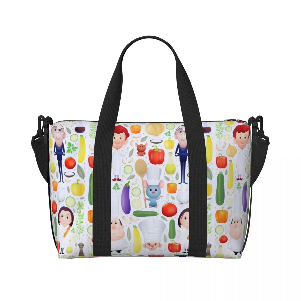 

Custom Ratatouille Wallpaper Tote Bag Women Large Capacity Gym Beach Shoulder Travel Bag