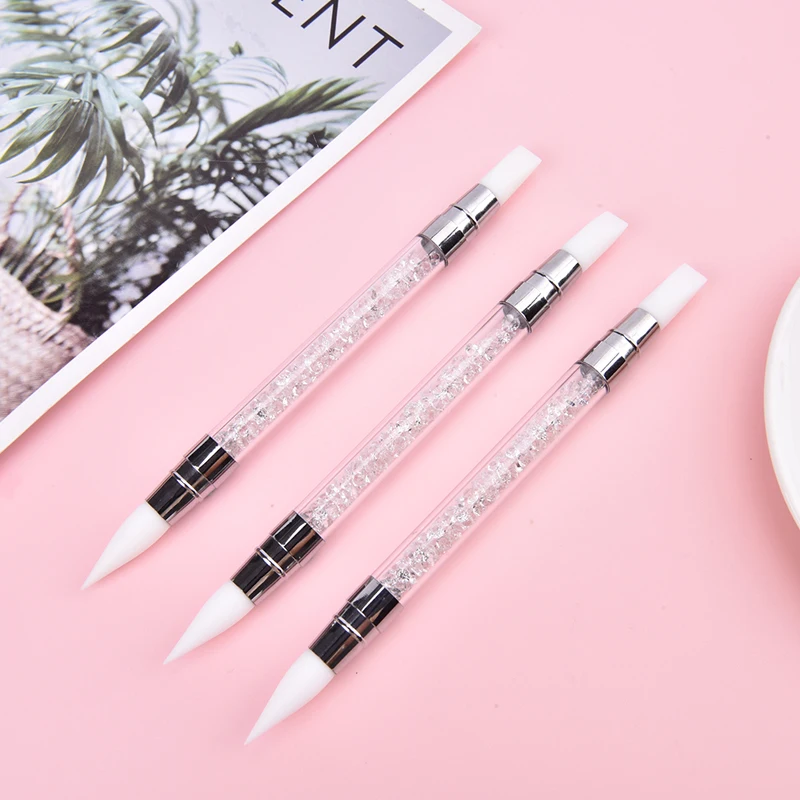 1Pc Dual Ended Nail Art Silicone Sculpture Pen Nails Art Tools Carving DIY Painting Spatula Stick Manicure Dotting Tools