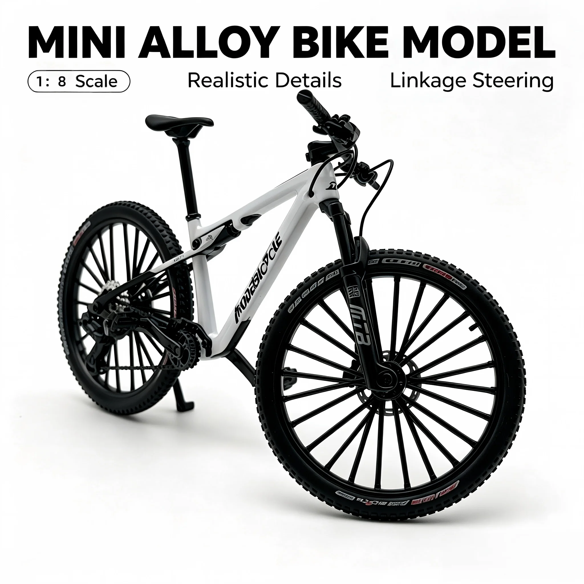 Alloy Downhill Mountain Bike Model Full Suspension Simulation Bicycle Realistic Linkage Steering Rubber Tire Collectible Desktop