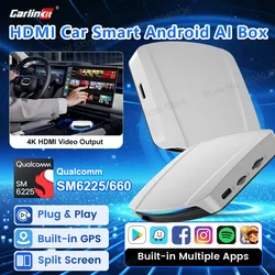 UHD CarlinKit HDMI Video Output Android 13 CarPlay AI Box SM6225 8-Core Android Auto Wireless CarPlay Split Screen Smart TV Box