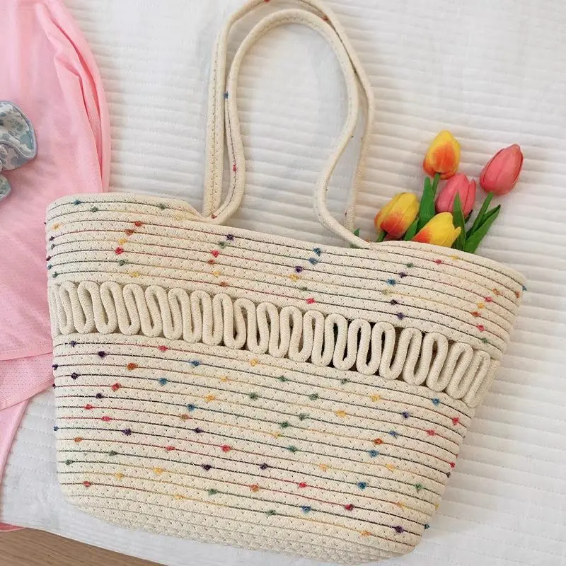 

Fashionable Woven Bag with Hollowed-out Design New Single-shoulder Versatile Women's Bag Beautifu Hand-woven Handbag Crossbody