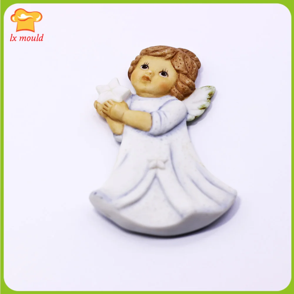 Angel Silicone Cake Mold Star Shaped Sugarcraft Fondant Decor Chocolate Baking Topper Mould for DIY Resin Polymer Clay