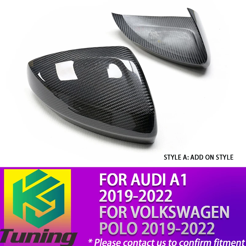 Add on/ Replacement Style Carbon Fiber Rearview Side Door Mirror Cover For Audi A1 For Volkswagen Polo 2019 2020 2021 2022