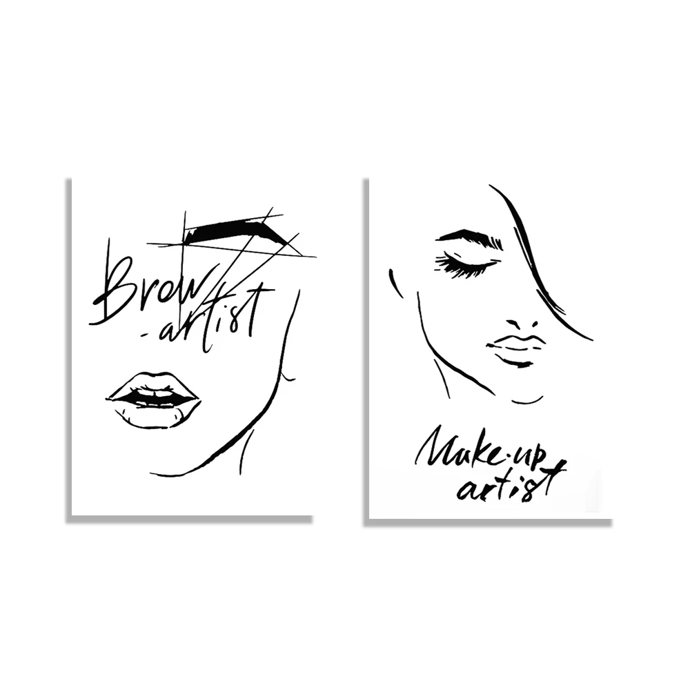 Lips Eyelashes Posters and Prints Beauty Salon Wall Pictures Girls Fashion Makeup Eyebrows Canvas Art Home Decor Room
