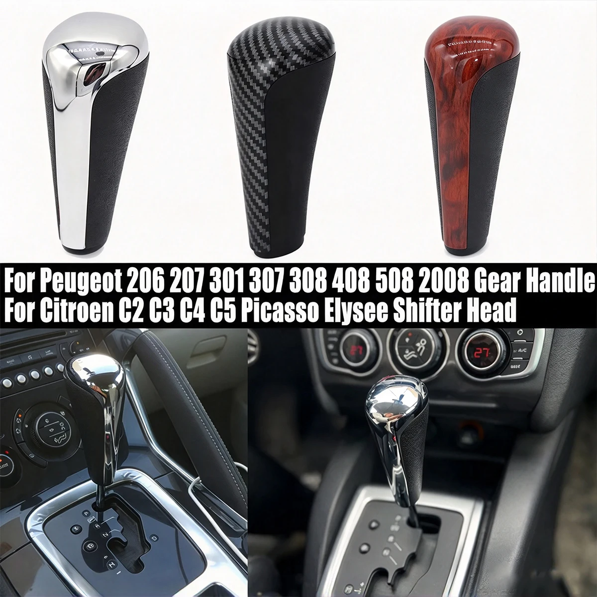 Auto Gear Shift Knob For Peugeot 206 207 307 308 408 508 2008 For Citroen C2 C3 C4L C5 Picasso Elysee C-Triomphe Replacement view 3