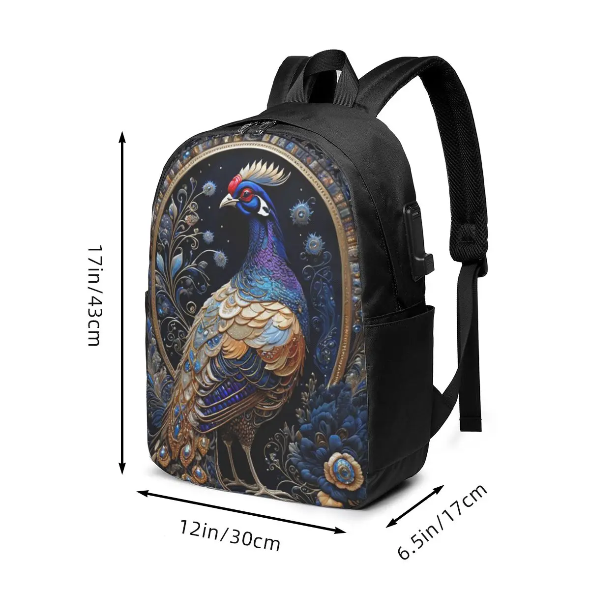 Phoenix Floral Print Backpack Travel Notebook Bag Computer College Student School Bag Laptop Shoulder Bags for Men Women