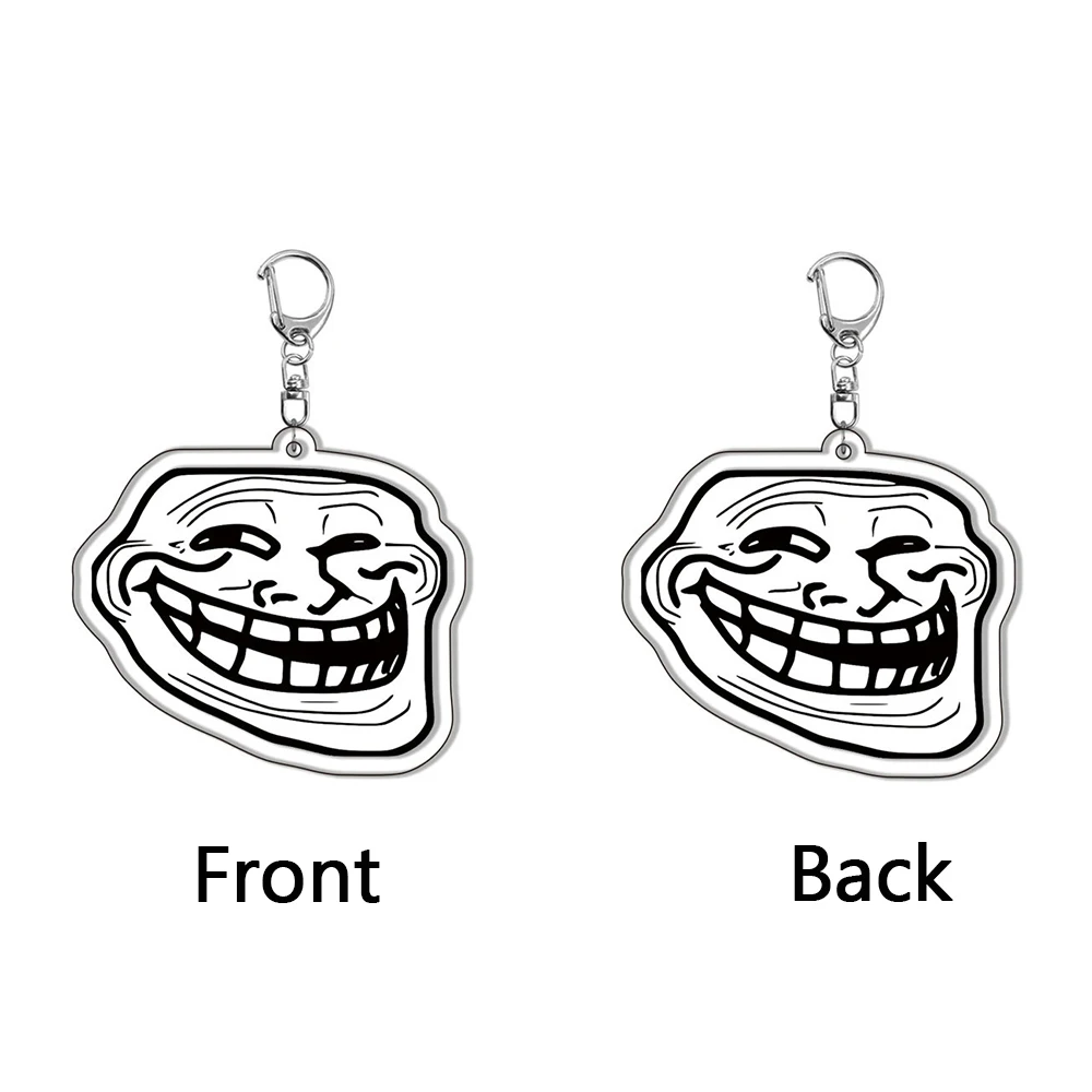 Funny Troll Face Keychains No Me Gusta Rage Forever Alone Pendant Key Chain Acrylic Keyring Bags Car Charm Comic Fans Gift