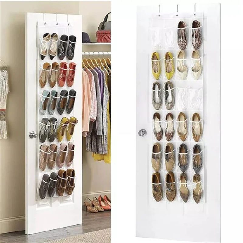 

24 Pockets Shoes Organizer Rack Hanging Organizers Space Saver Hanging Over The Door Behind Closet Organizer Home Storage