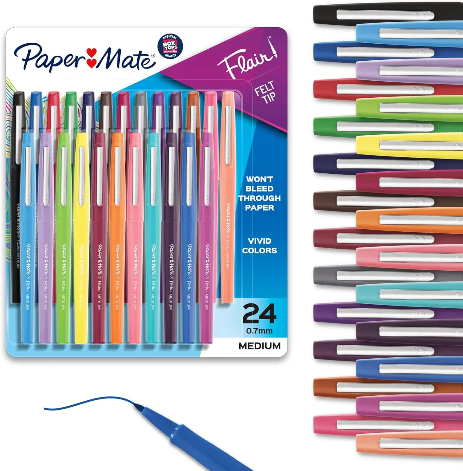 

Felt Tip Marker Pens, Medium Point Assorted Colors, 24 Count for Home Office School Supplies