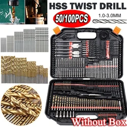 50/100pcs HSS Titanium Coated Twist Drill Bit Set High Speed Steel Metal Drill Bits For Cast Iron Wood High Quality Power Tools