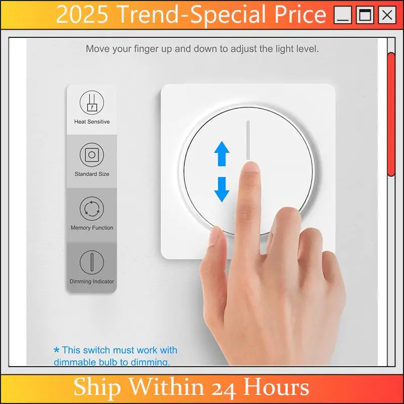 

A61Z Deals Tuya Smart Wifi Dimmer Light Switch,Touch Dimming Panel Wall Switch 100-240V,Works For Alexa Google Home