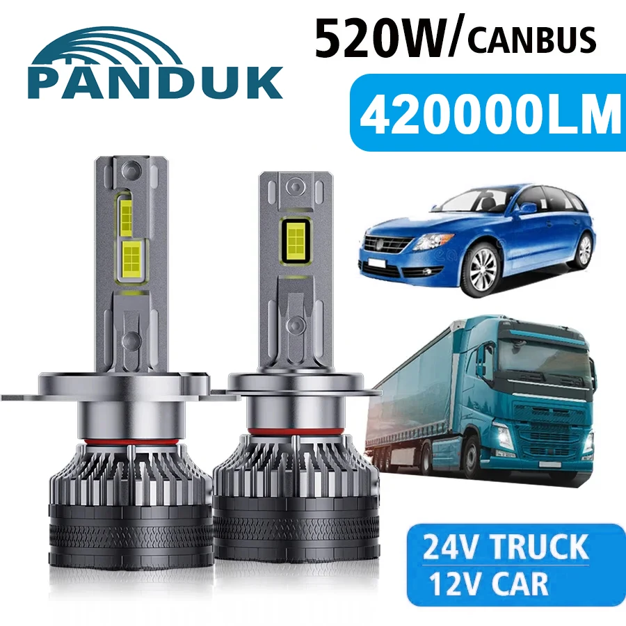 

PANDUK H4 H11 LED H7 Headlight 420000LM 520W 3000K 4300K 6000K H1 H8 H9 HB4 HB3 9005 9006 9012 12V Car 24V Truck Light