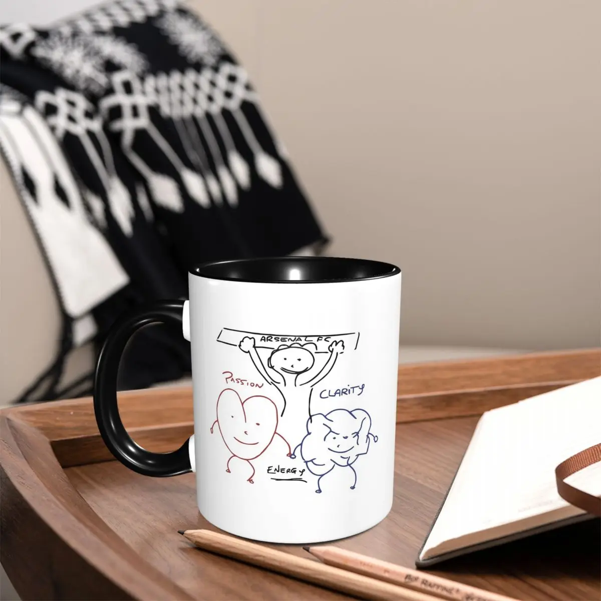 Arteta's Passion, Clarity And Energy Whiteboard Drawing Mug Ceramic Coffee Cups Tea Mugs Milk Cup Drinkware Gifts for Friends