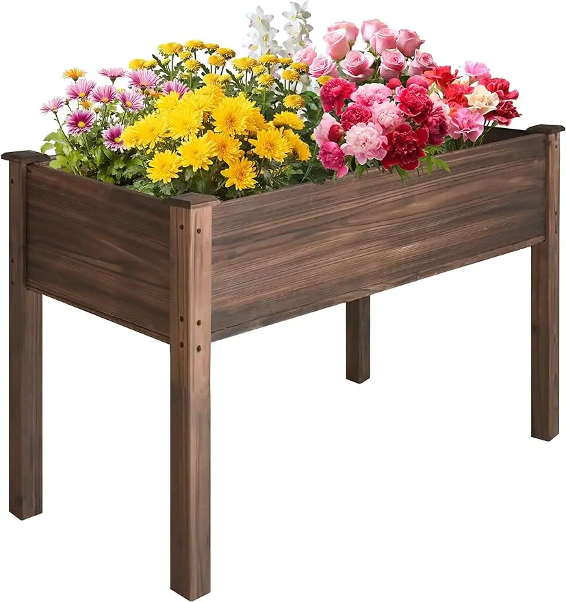 

Elevated Wooden Planter Stand with Legs, Elevated Garden Bed, Outdoor Patio, 220 lbs Capacity, 40.5x20.5x30 inch