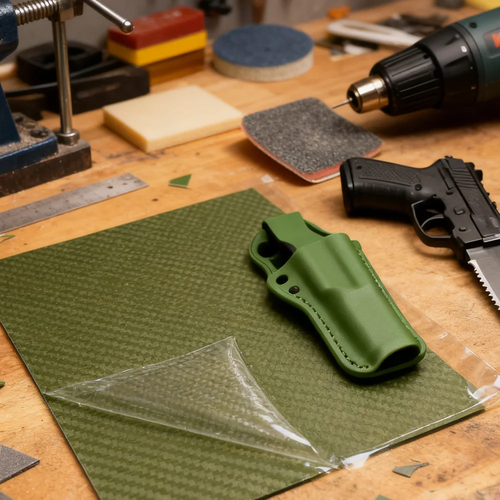 Tablero termoplástico Kydex de fibra de carbono, 1 unidad, verde oliva, funda para cuchillo DIY, funda para pistola, Material