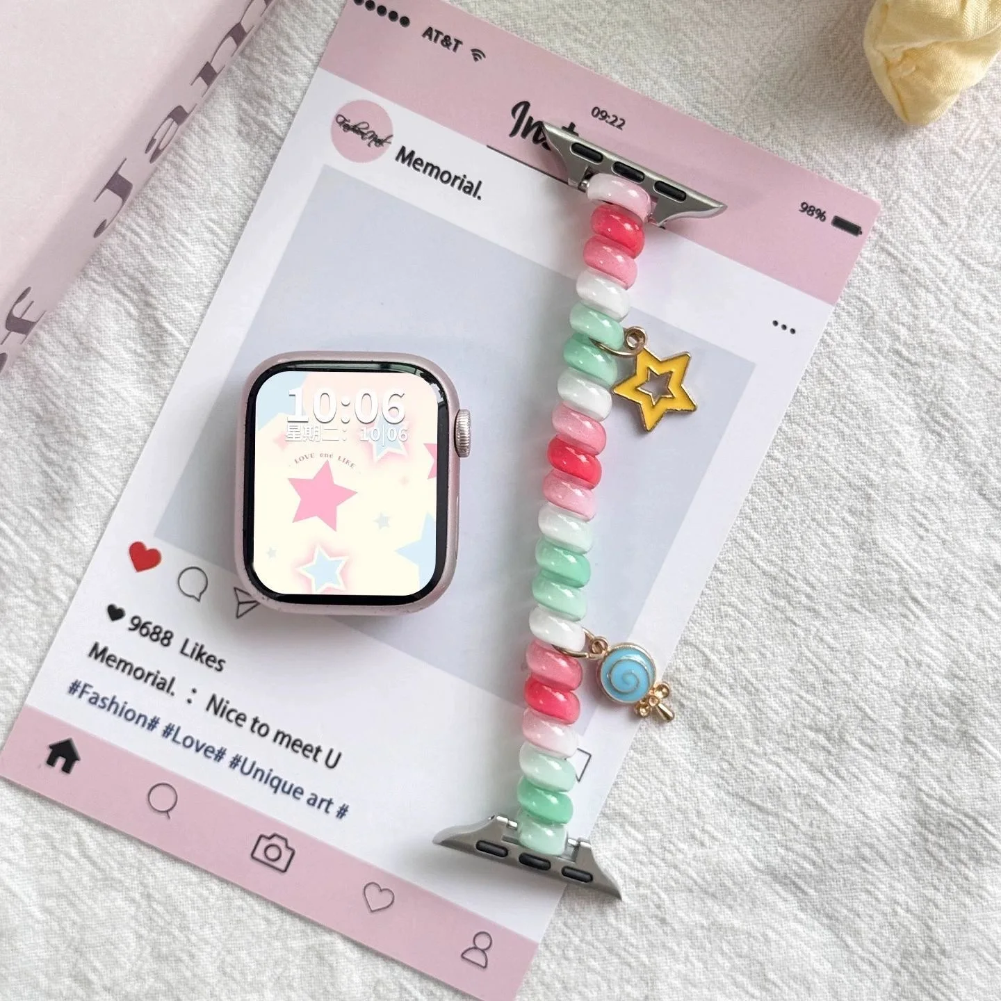 Strap for Apple Watch Bands Ultra2 3 49mm 40mm 41mm 44mm 46mm Stretchable Cute Scrunchie Brecelet iWatch Seires 10 9 8 7 5 SE 11 - view 3