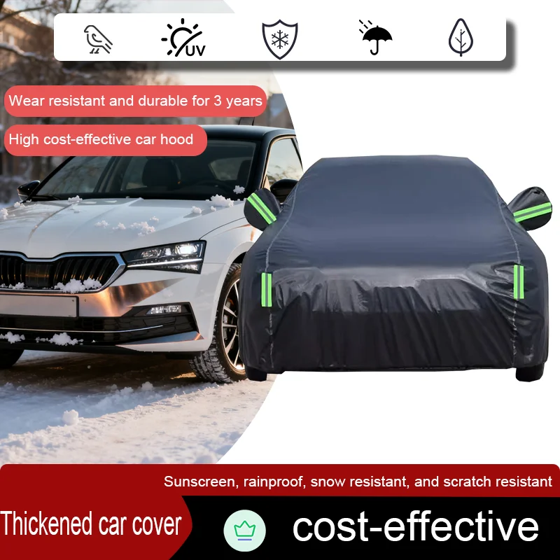For Skoda Snowman Thick Car Cover with UV Protection, Sunshade, Rainproof, Snow proof, Dust proof Car Cover