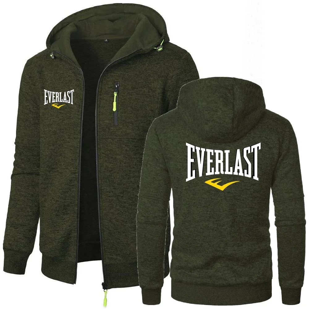 Simples e confortável everlast moletom com capuz dos homens jaqueta casaco com capuz ginásio roupas esportivas na moda à prova de vento velo agasalho 