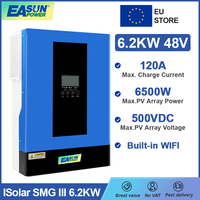 ‌EASUN 6.2KW Hybrid Solar Inverter 48V 230V MPPT Pure Sine Wave 120A Off-Grid 4/3.2/2KW Solar System EU Certified with WIFI