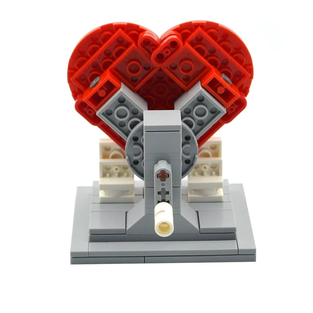 MOC Creative Heart-Shaped Building Blocks Manual Rotation Toys Love Couple Gifts DIY Assembled Bricks Toys Desktop Decoration