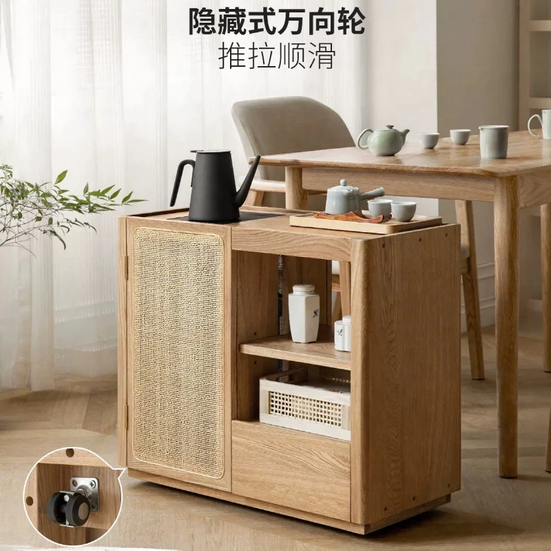 All-Solid Wood Tea Brewing Cabinet, Mobile Tea Cabinet, New Chinese Style Tea Brewing Table, Living Room Sofa Side