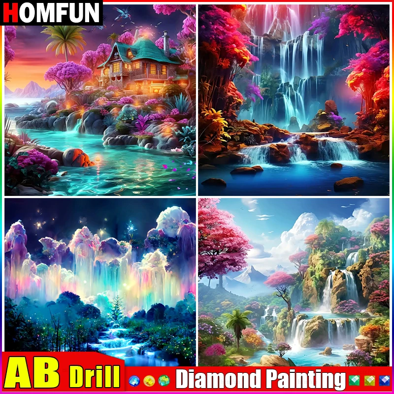 HOMFUN AB Full Diamond Embroidery Diy 5D Diamond Painting Cross Stitch 