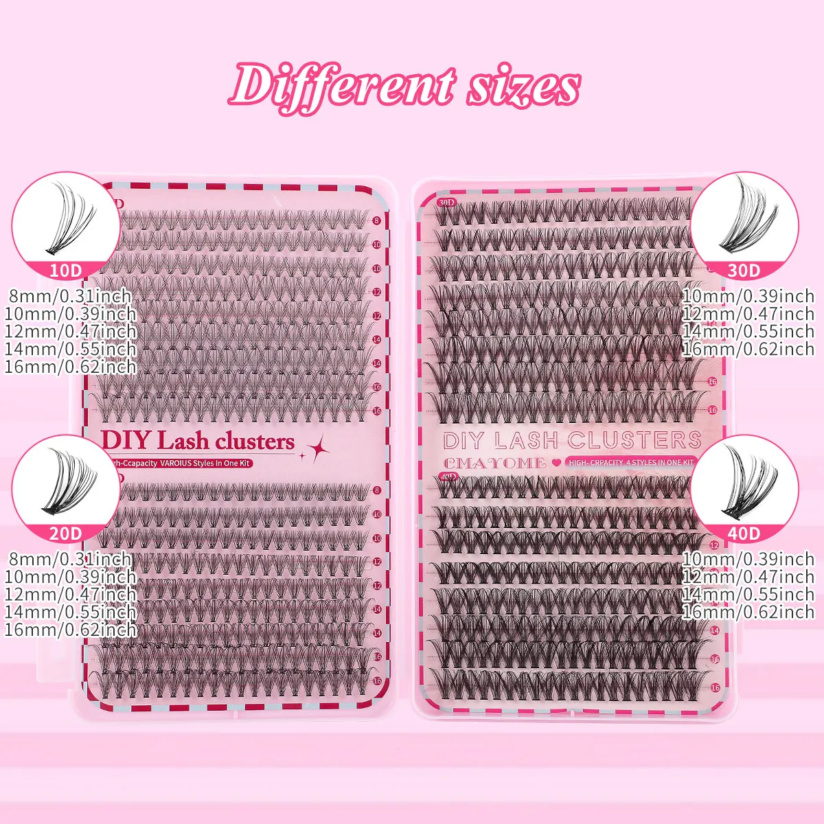 Eyelash Extension Kit DIY False Eyelashes Makeup 20/30/40/60/80/100D Lash Clusters Set Lash Bond and Seal Tweezers Makeup Tool