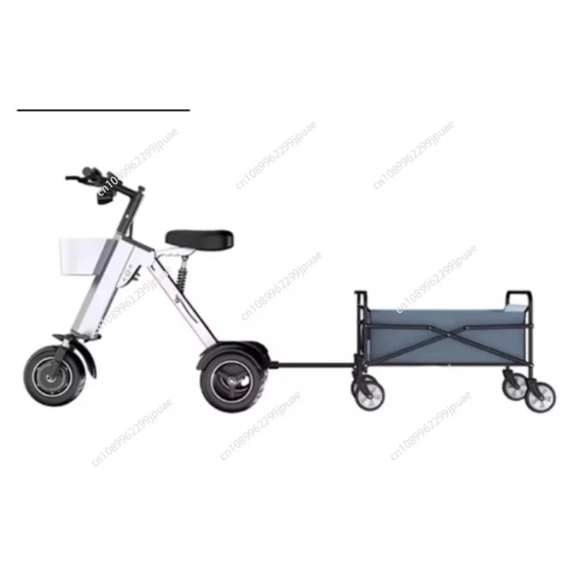 

3-Wheeled Electric Scooter For Adults 10 Inch Portable Folding Electric Tricycle With Trailer/Baskets