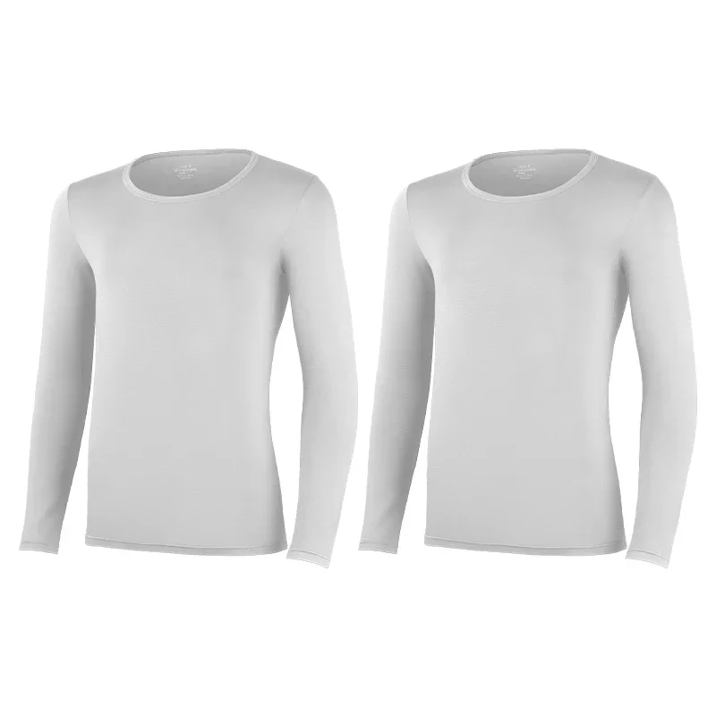 Two pieces of men's modal autumn trousers. Single piece. Autumn and winter lightweight warm top. Round neck. Basic underwear.
