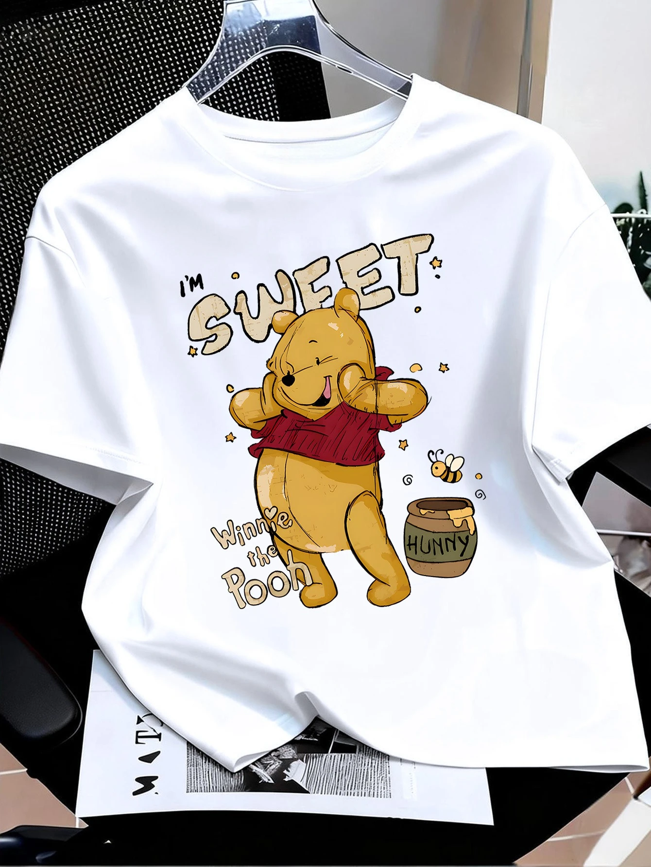 2026 Fashion New Style Winnie The Pooh Pure Cotton Short-sleeve, Men's/women's Daily Casual Soft High-quality Plus-size T-shirt