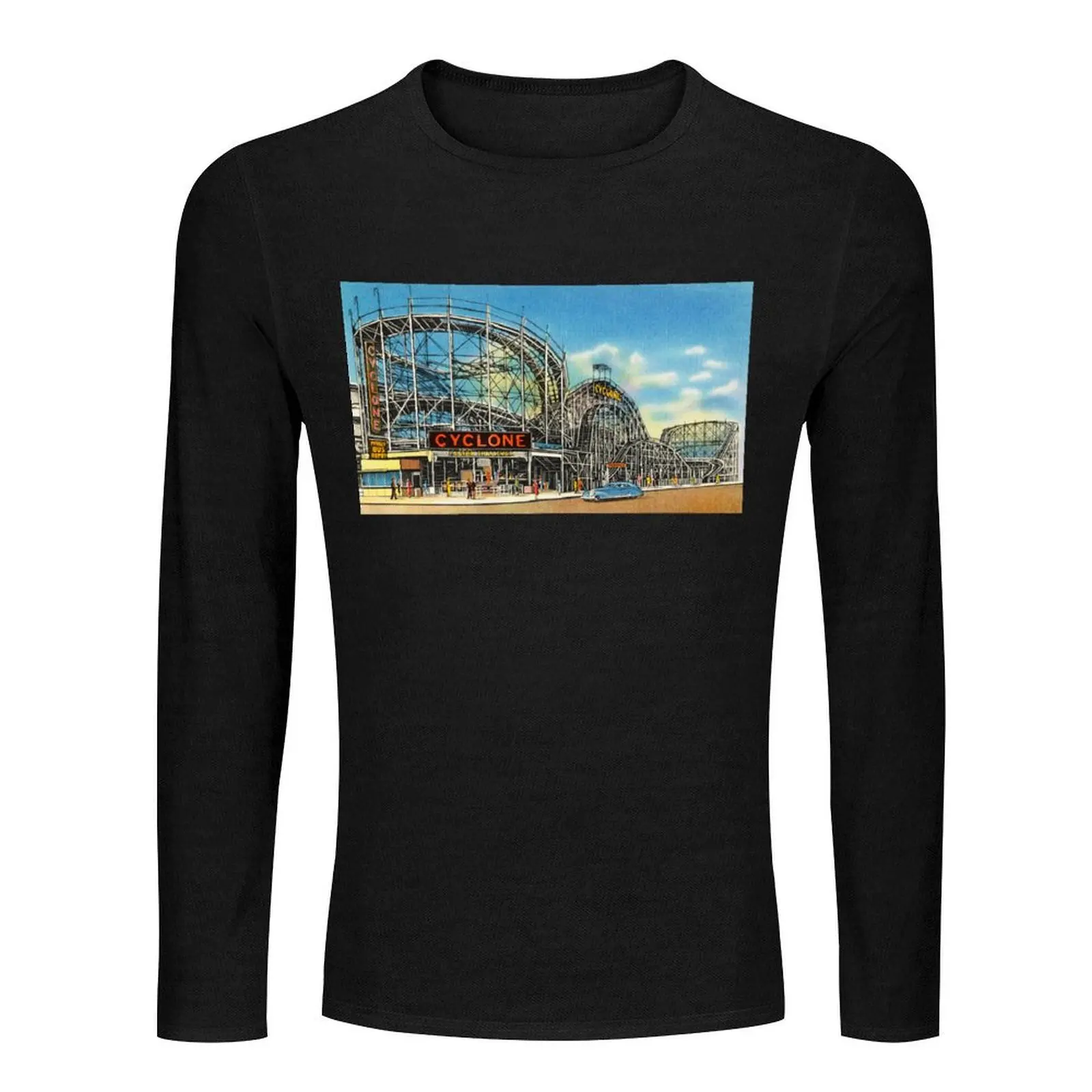 Coney Island Cyclone Rollercoaster Long T-Shirt anime clothes cute clothes mens graphic t-shirts funny