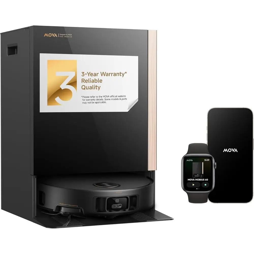 Mobius 60 Robot Vacuum and Mop, 30000Pa Suction, Auto-Interchangeable Mop Pads, Litable Navigation with 3.15inches Obstacle Over