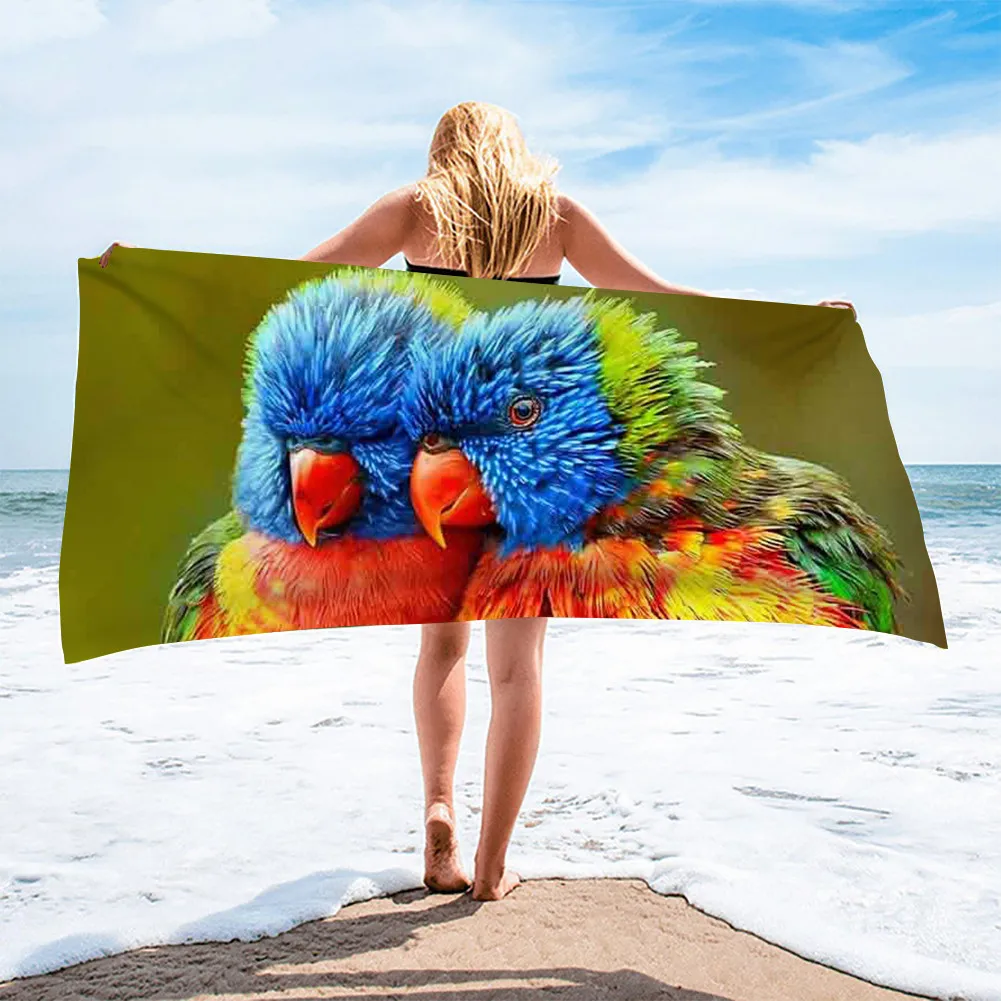 Parrot Pattern Beach Towel Color Bird for Adults Kids Large Soft Quick Dry Swimming Bath Towel Camping Tent Travel Towel Blanket
