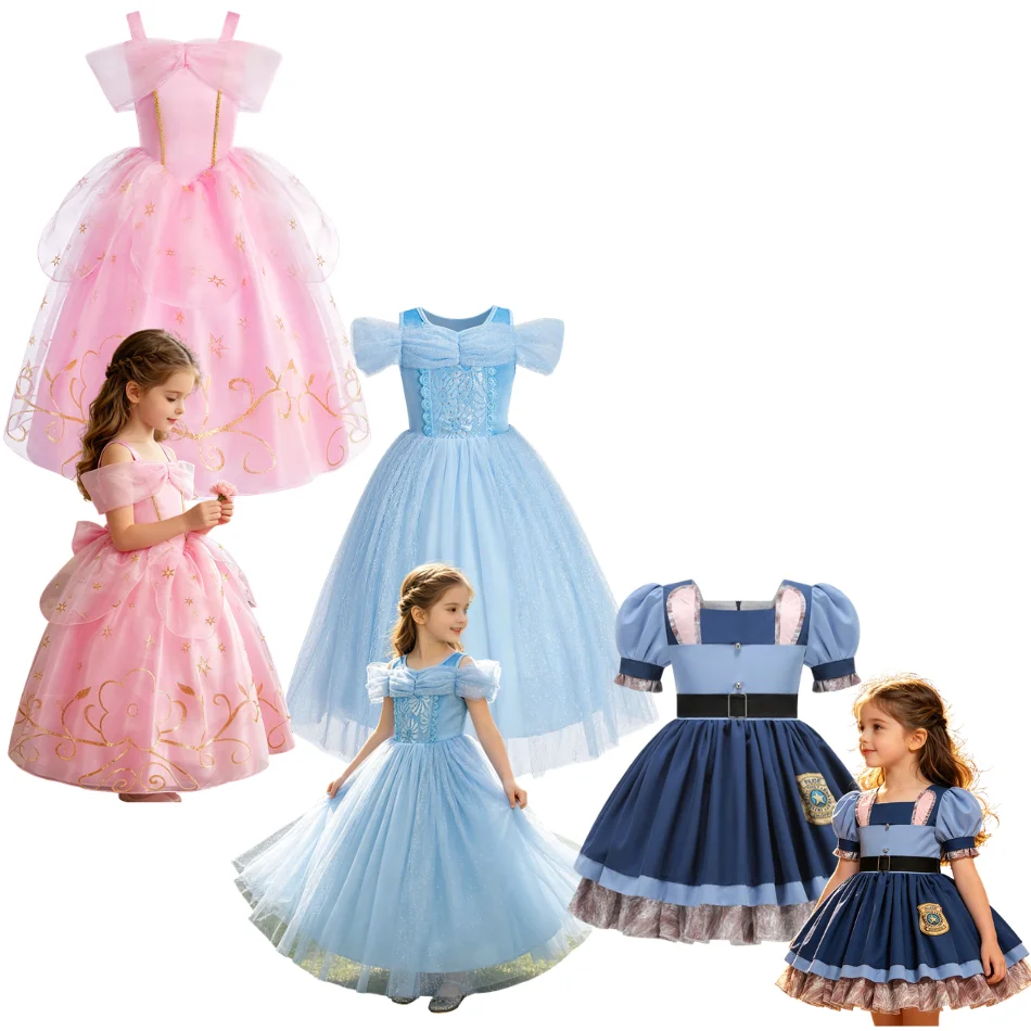 Kids Birthday Party Little Rabbit Dresses Baby Girl Halloween Cinderella Princess Cosplay Costumes Child Aurora Dress Up Clothes